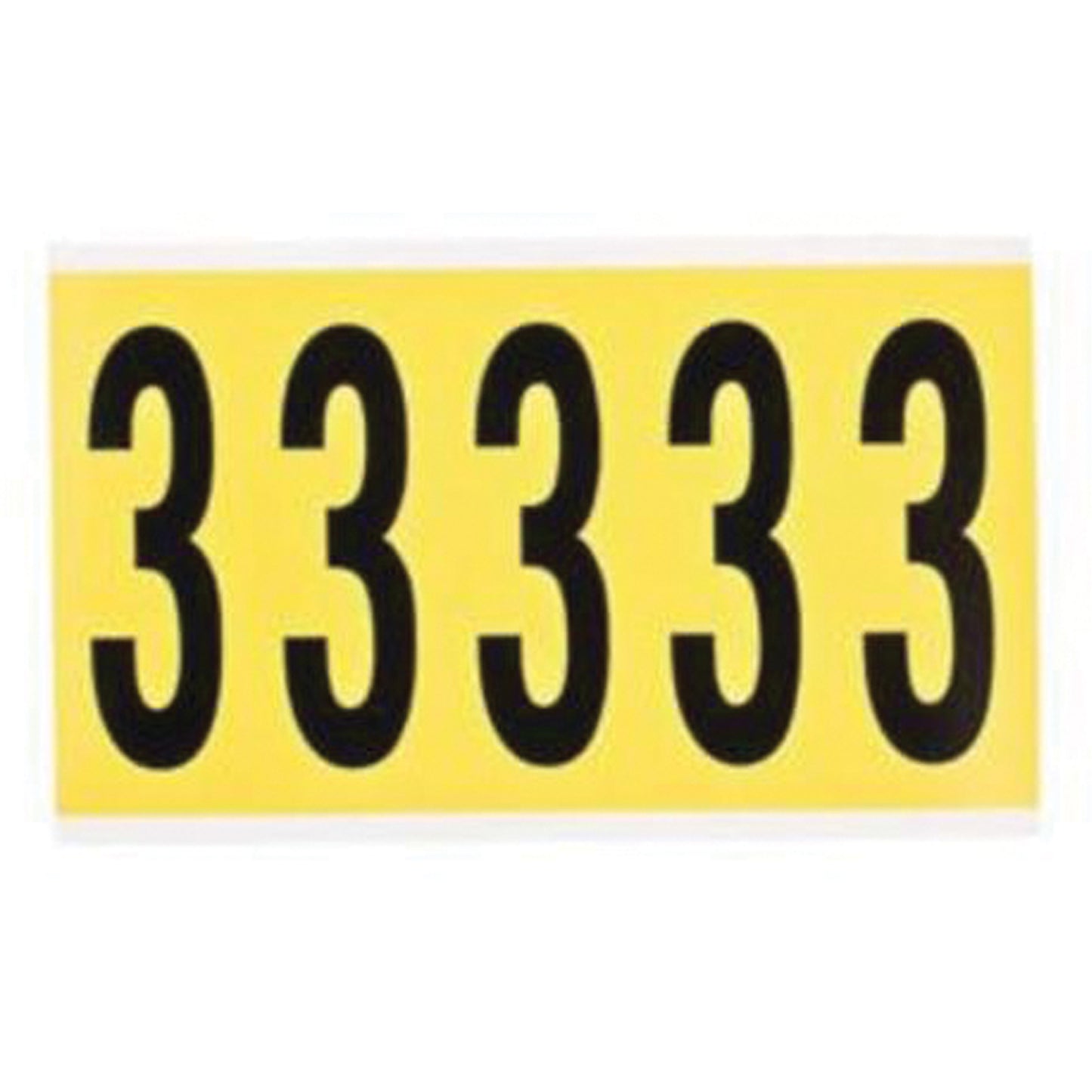 Brady Repositionable Individual Number and Letter Labels, 3, 4" H, Black on Yellow