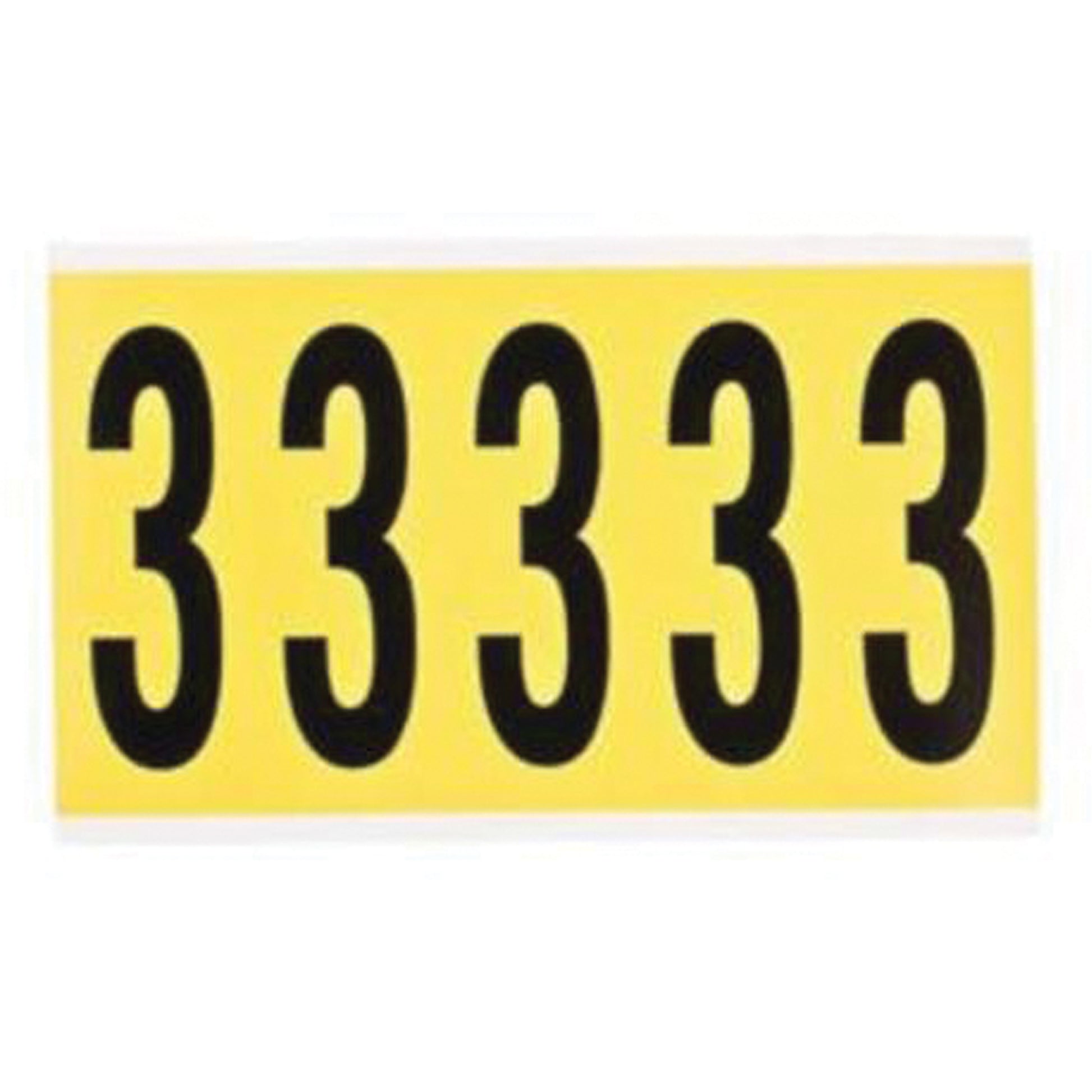 Brady Repositionable Individual Number and Letter Labels, 3, 4" H, Black on Yellow