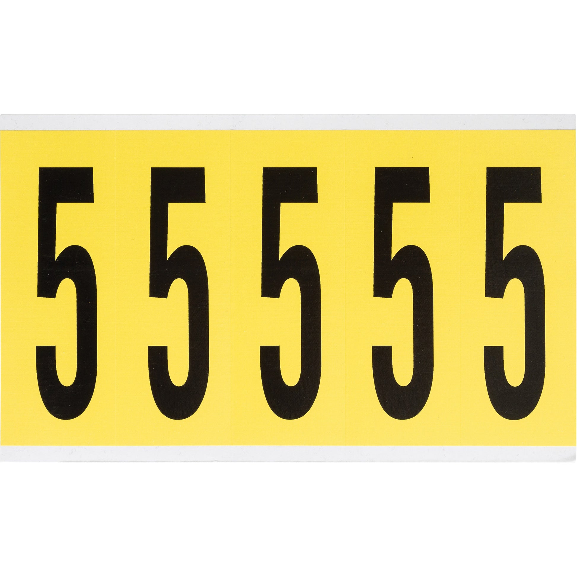 Brady Repositionable Individual Number and Letter Labels, 5, 4" H, Black on Yellow