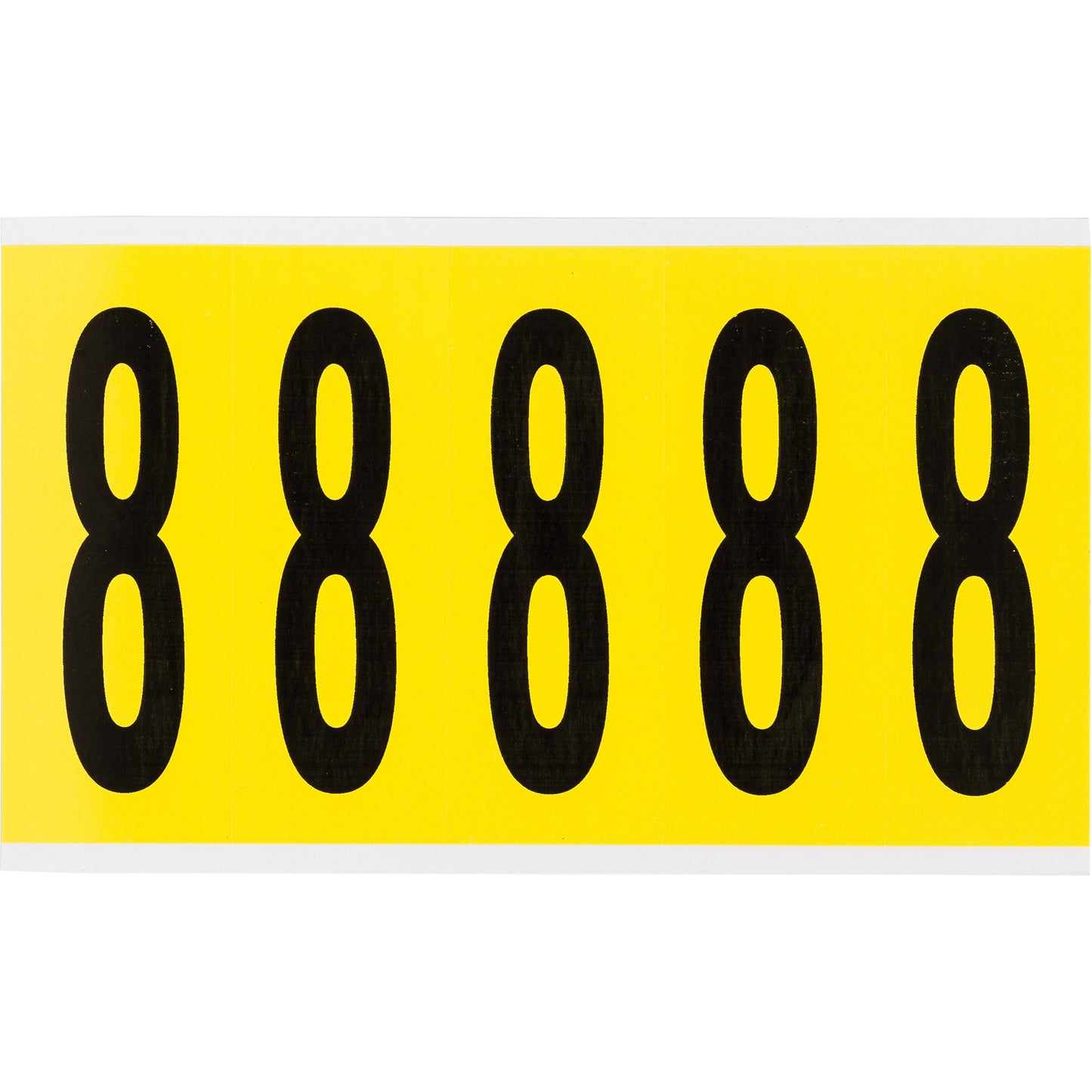 Brady Repositionable Individual Number and Letter Labels, 8, 4" H, Black on Yellow