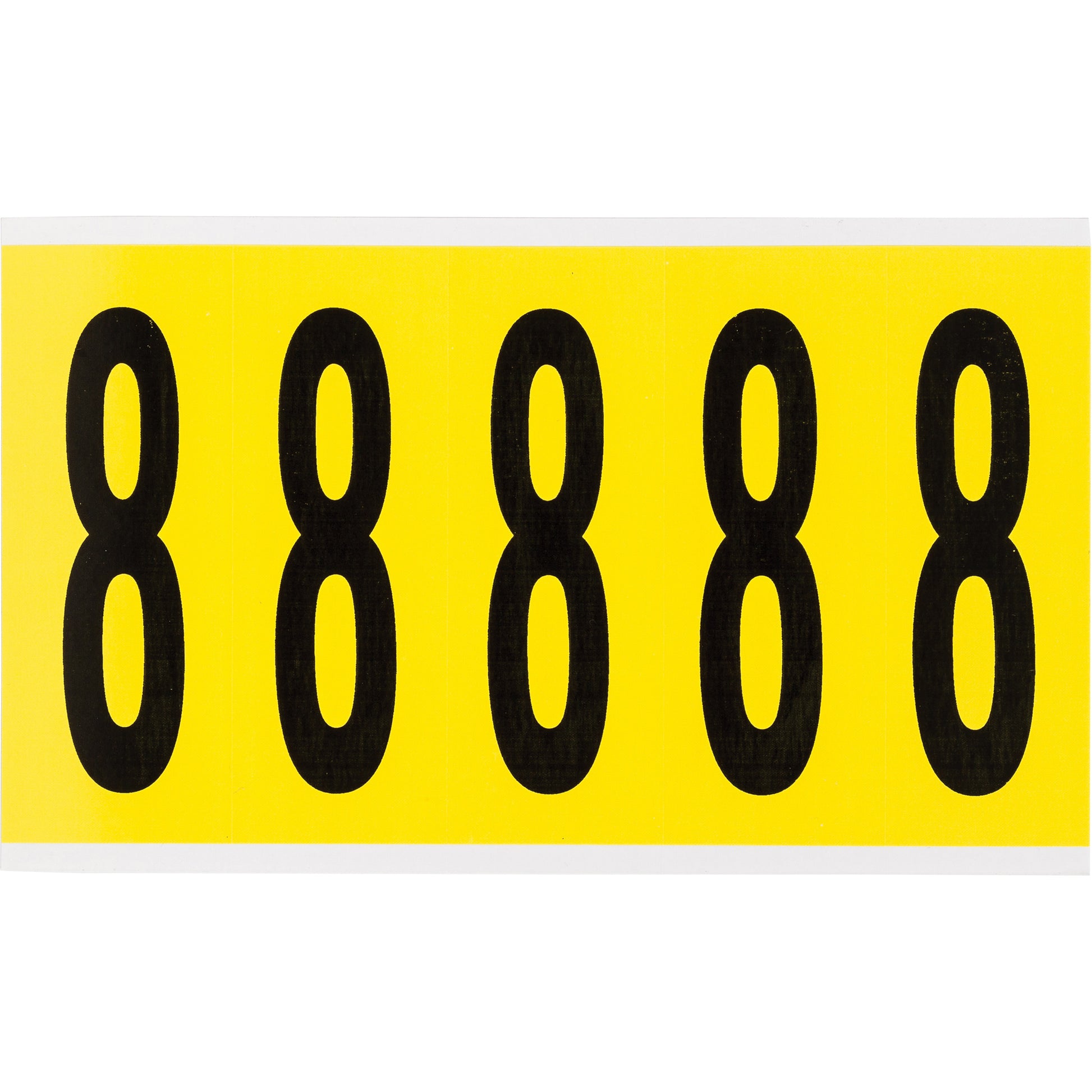 Brady Repositionable Individual Number and Letter Labels, 8, 4" H, Black on Yellow