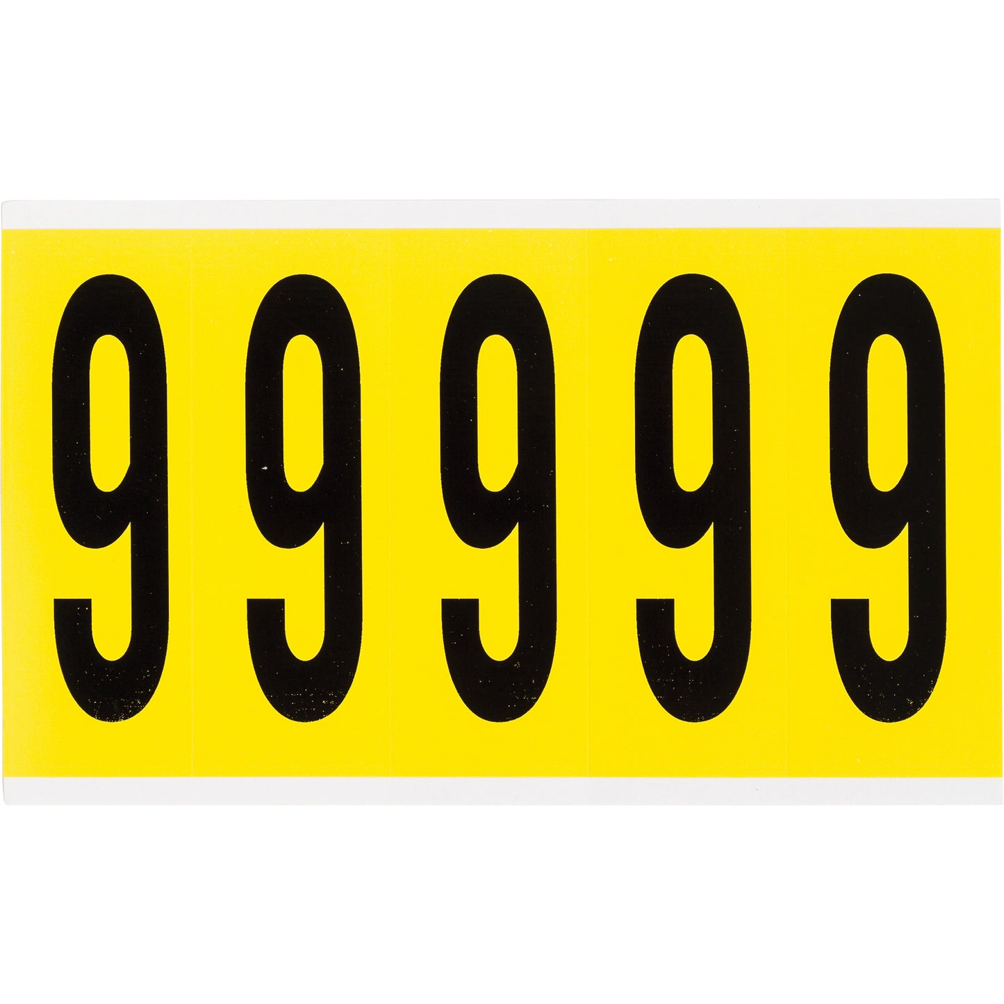 Brady Repositionable Individual Number and Letter Labels, 9, 4" H, Black on Yellow