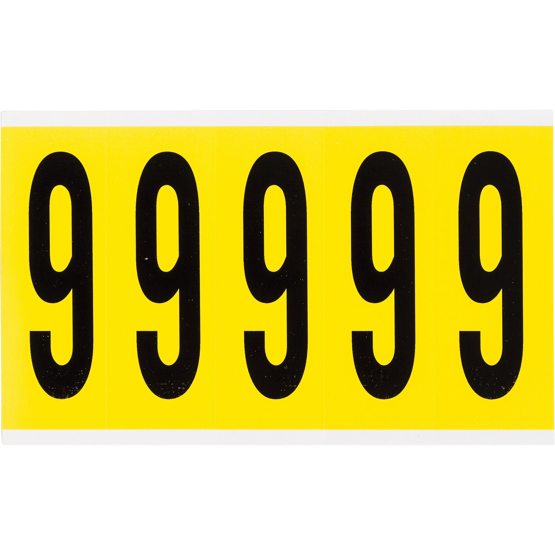 Brady Repositionable Individual Number and Letter Labels, 9, 4" H, Black on Yellow