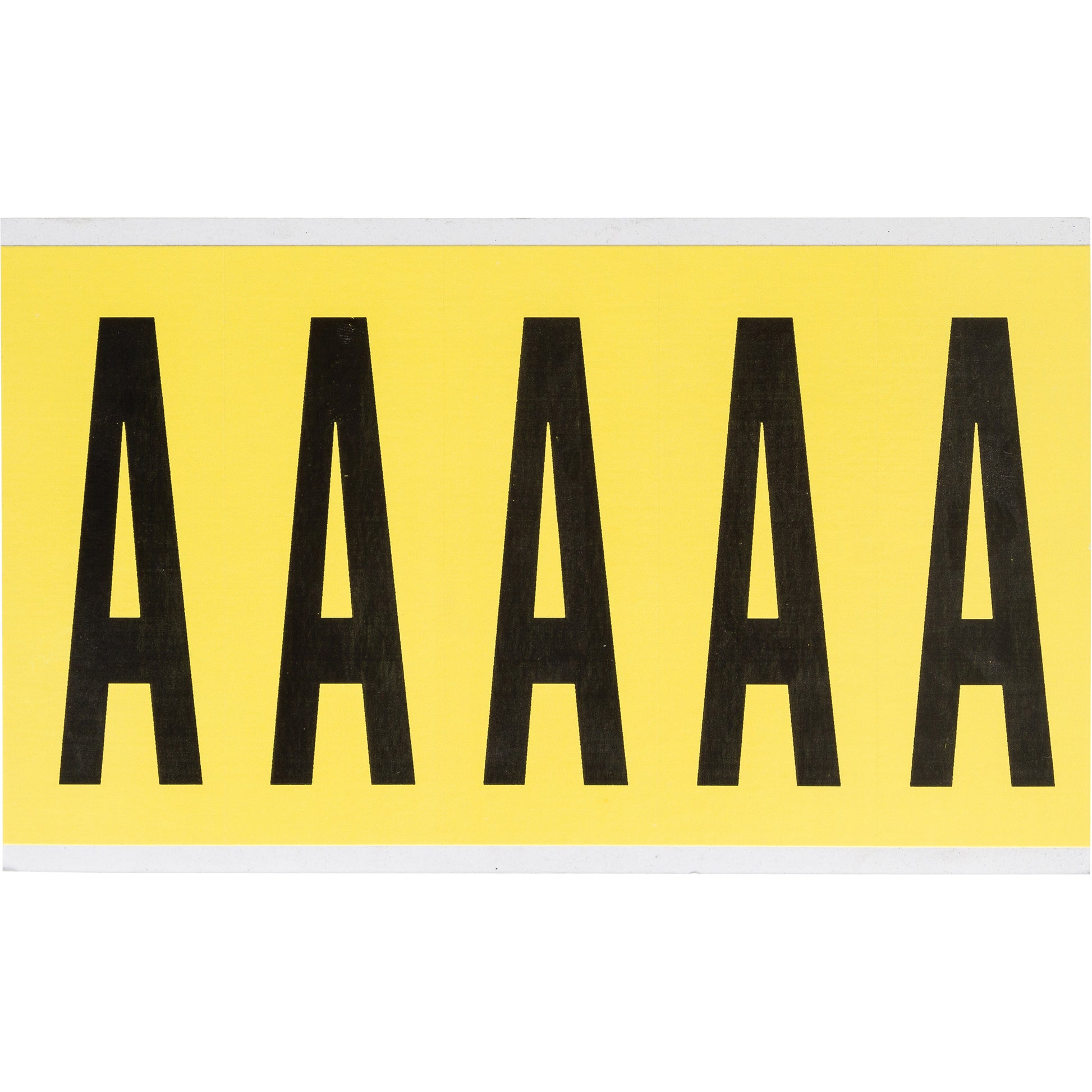 Brady Repositionable Individual Number and Letter Labels, A, 4" H, Black on Yellow