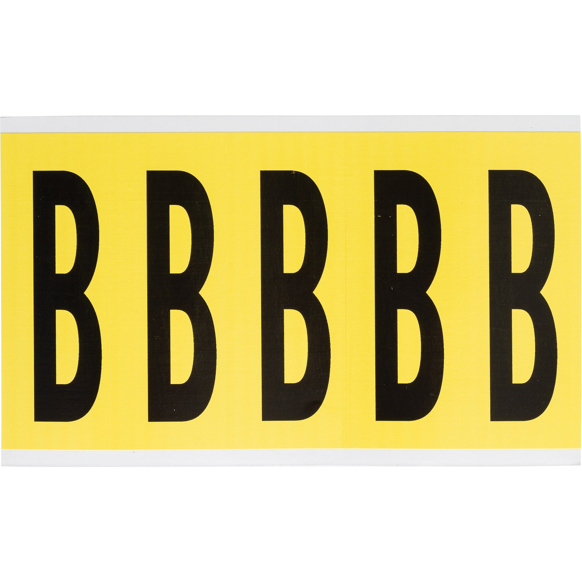 Brady Repositionable Individual Number and Letter Labels, B, 4" H, Black on Yellow