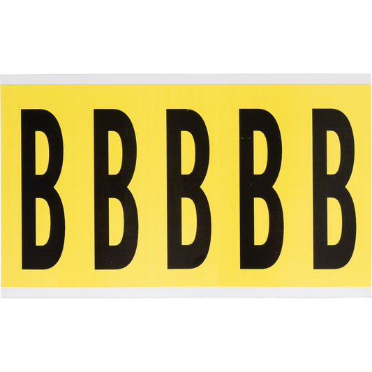 Brady Repositionable Individual Number and Letter Labels, B, 4" H, Black on Yellow