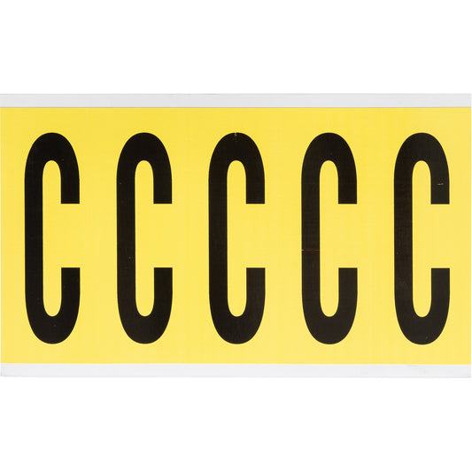 Brady Repositionable Individual Number and Letter Labels, C, 4" H, Black on Yellow