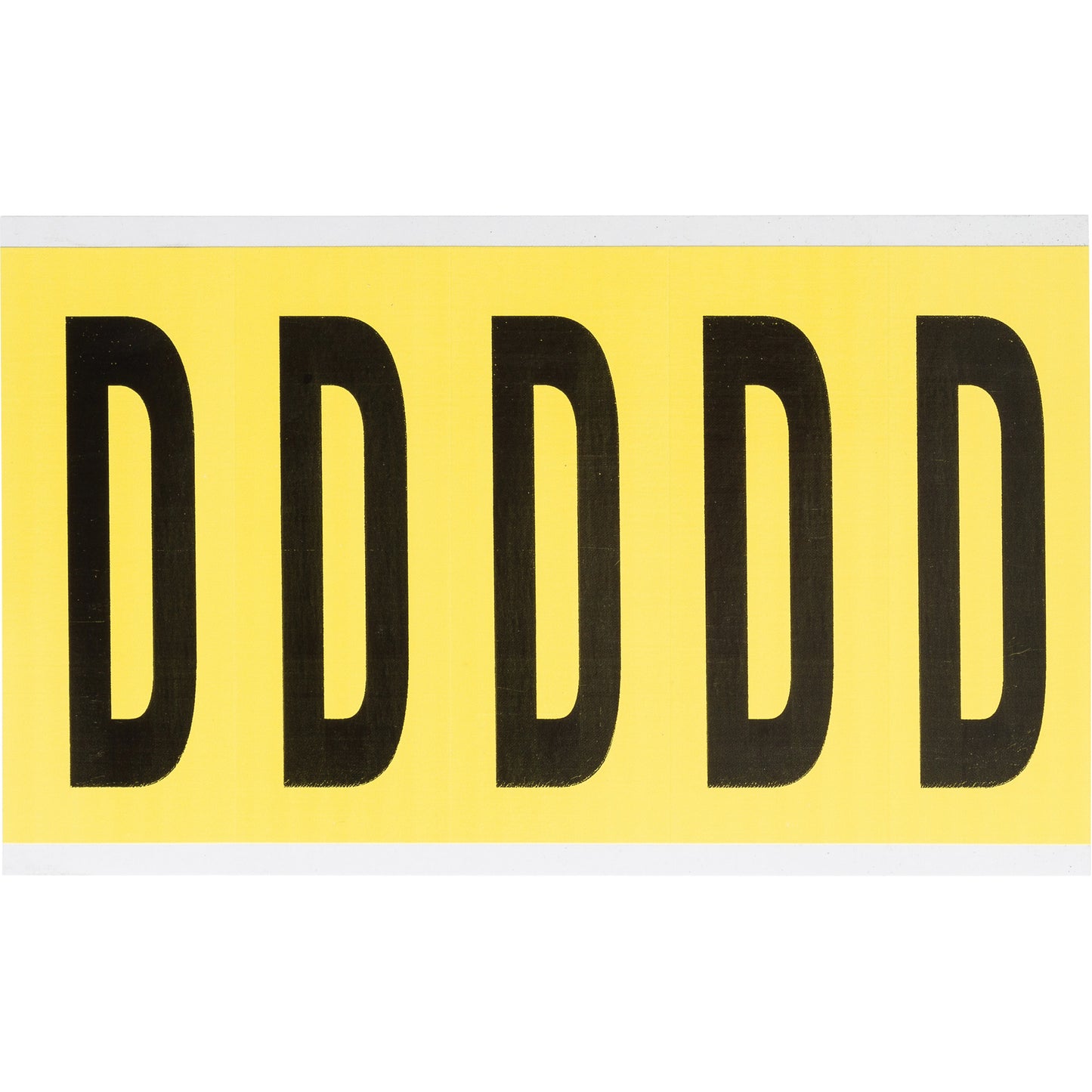 Brady Repositionable Individual Number and Letter Labels, D, 4" H, Black on Yellow