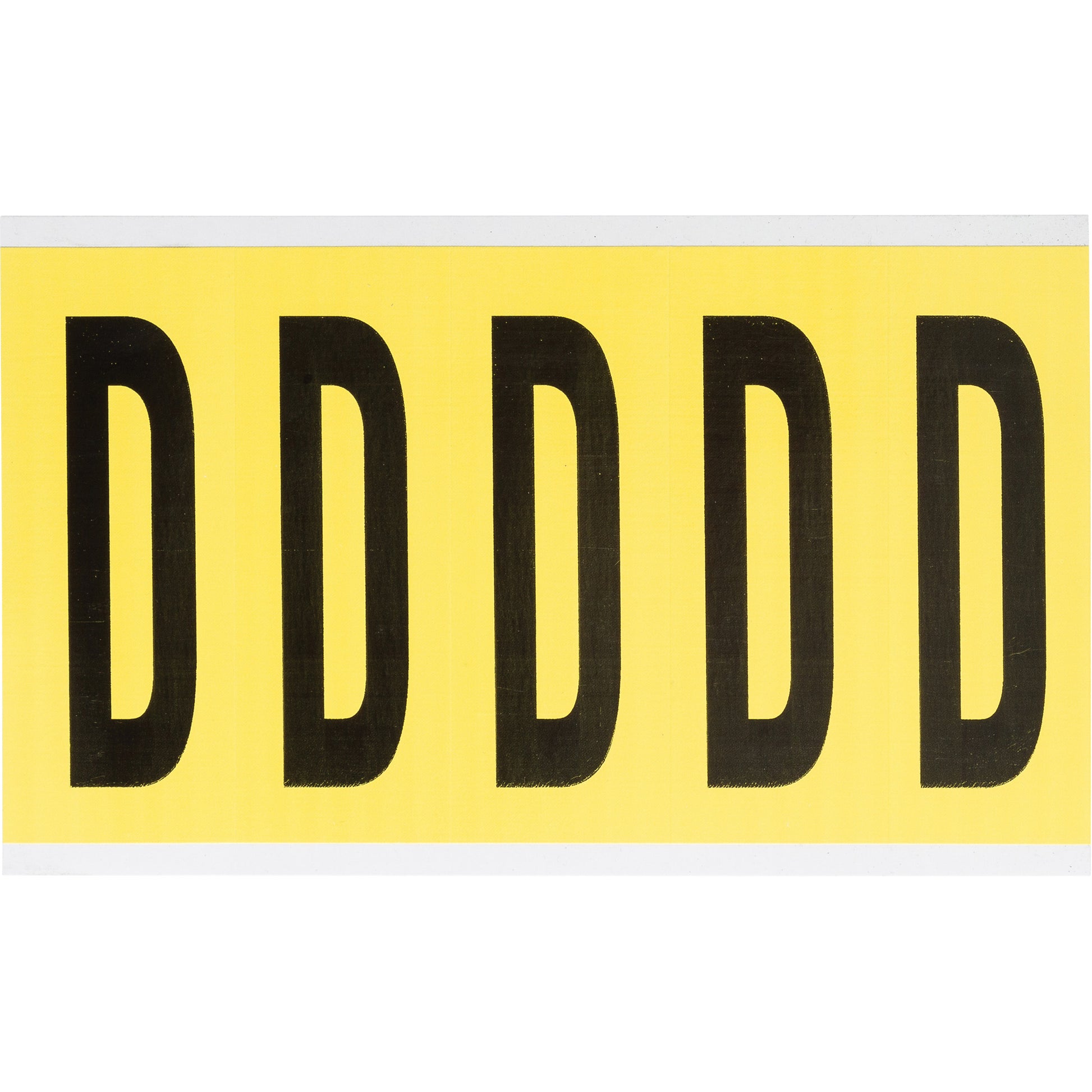Brady Repositionable Individual Number and Letter Labels, D, 4" H, Black on Yellow