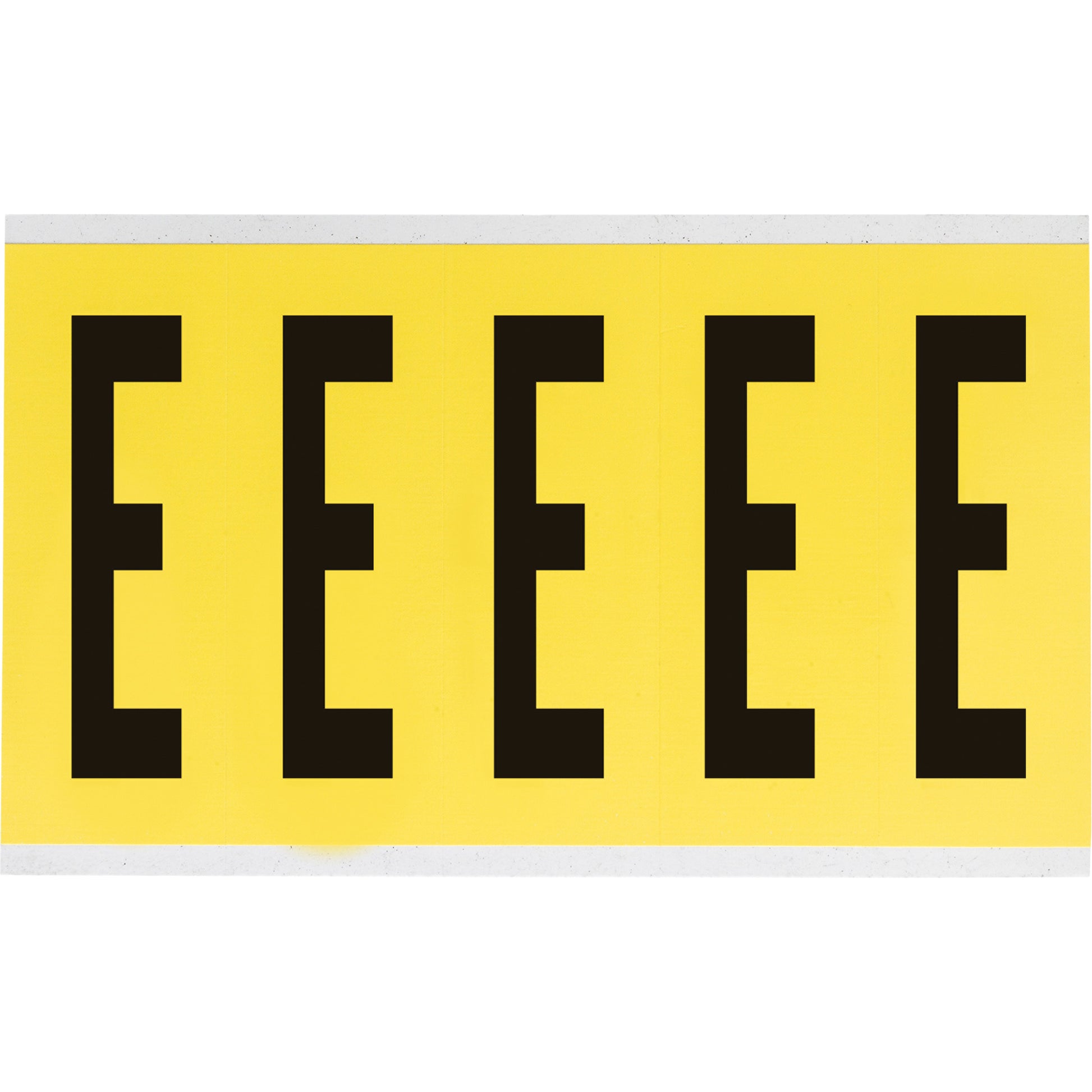 Brady Repositionable Individual Number and Letter Labels, E, 4" H, Black on Yellow