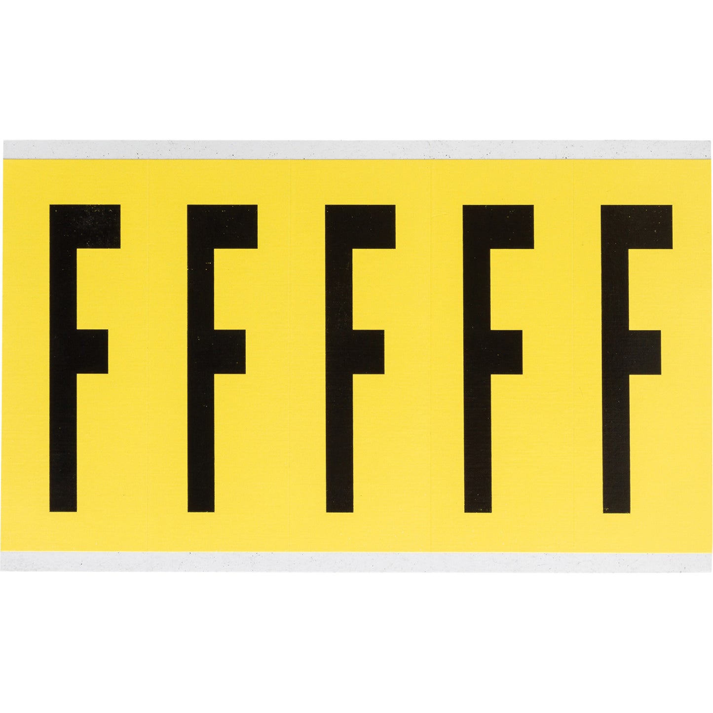 Brady Repositionable Individual Number and Letter Labels, F, 4" H, Black on Yellow