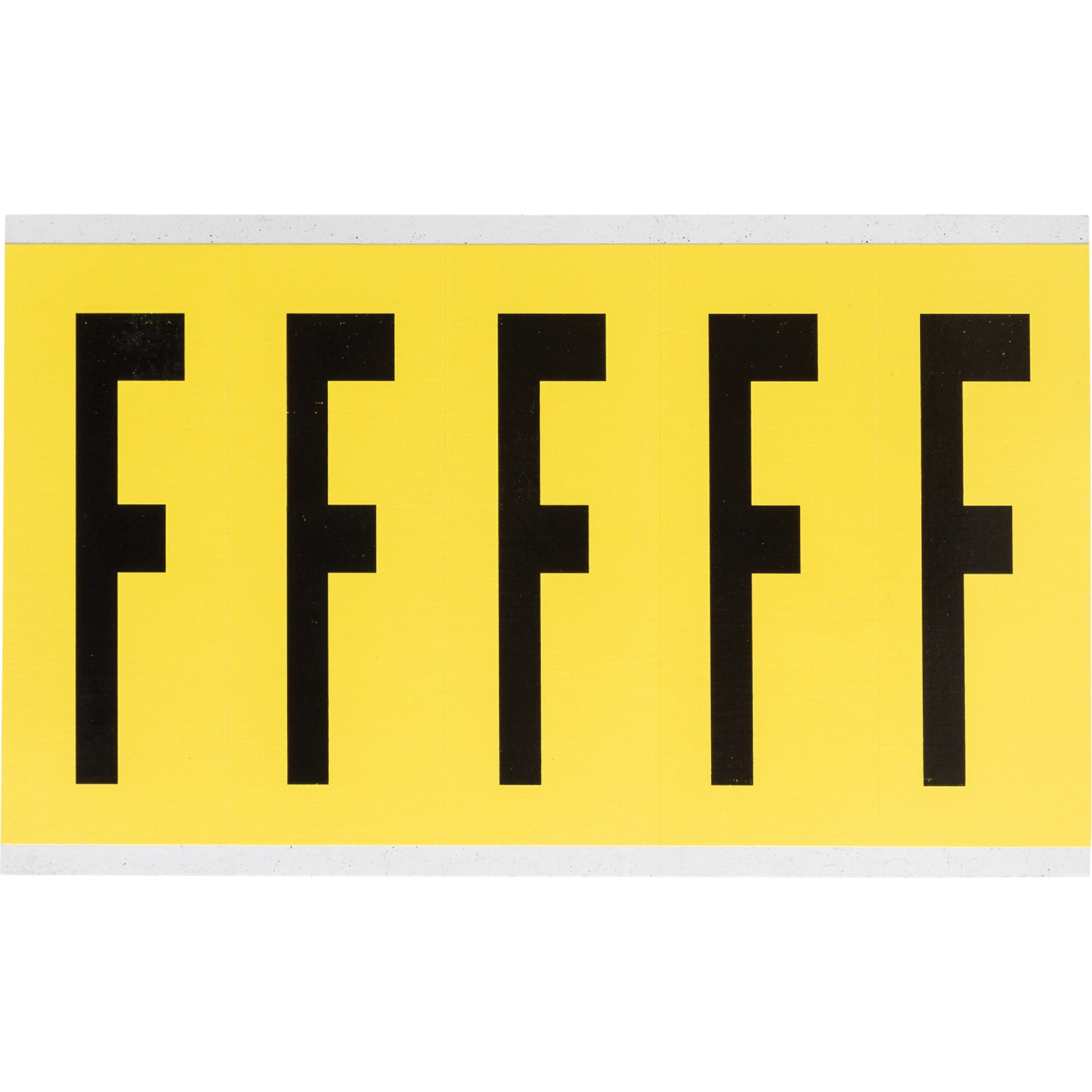 Brady Repositionable Individual Number and Letter Labels, F, 4" H, Black on Yellow