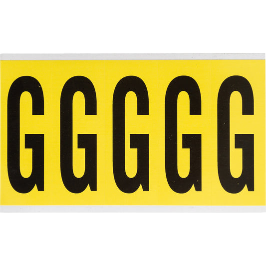 Brady Repositionable Individual Number and Letter Labels, G, 4" H, Black on Yellow