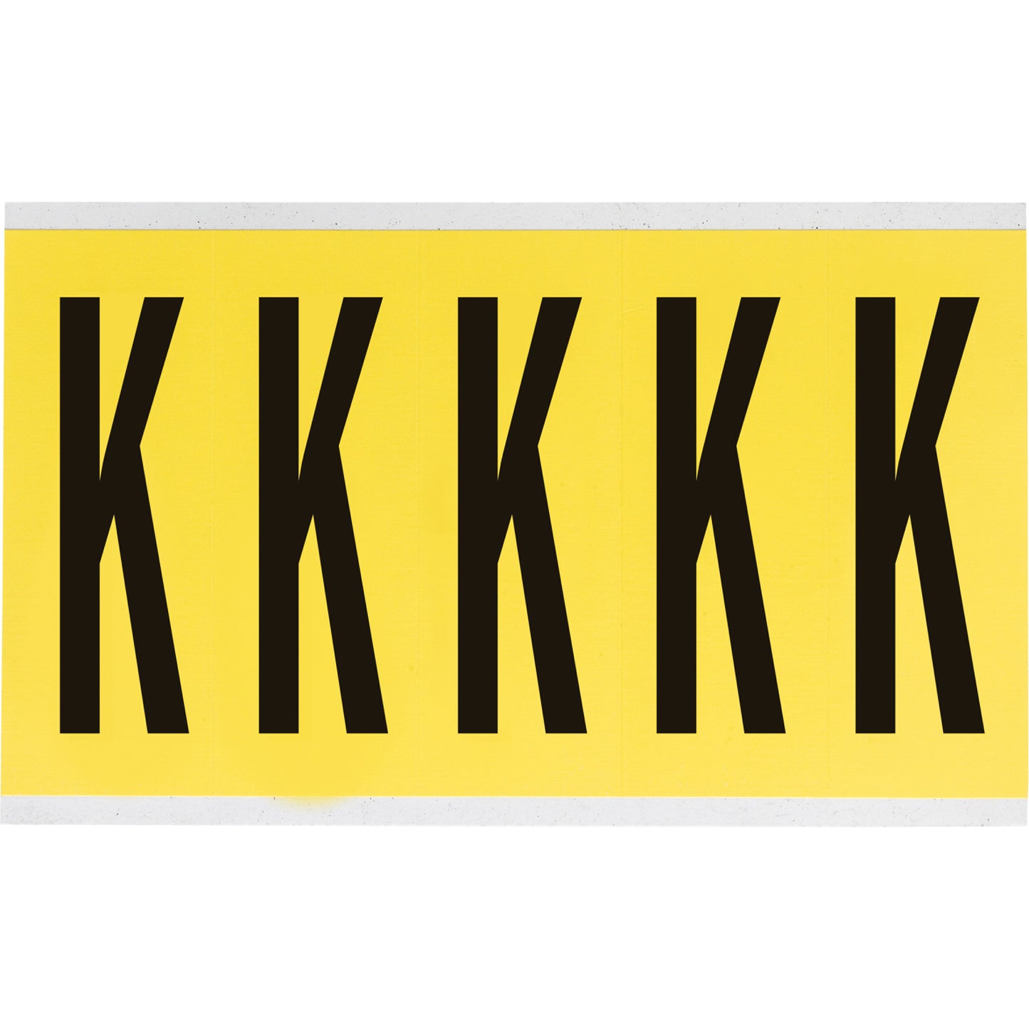 Brady Repositionable Individual Number and Letter Labels, K, 4" H, Black on Yellow