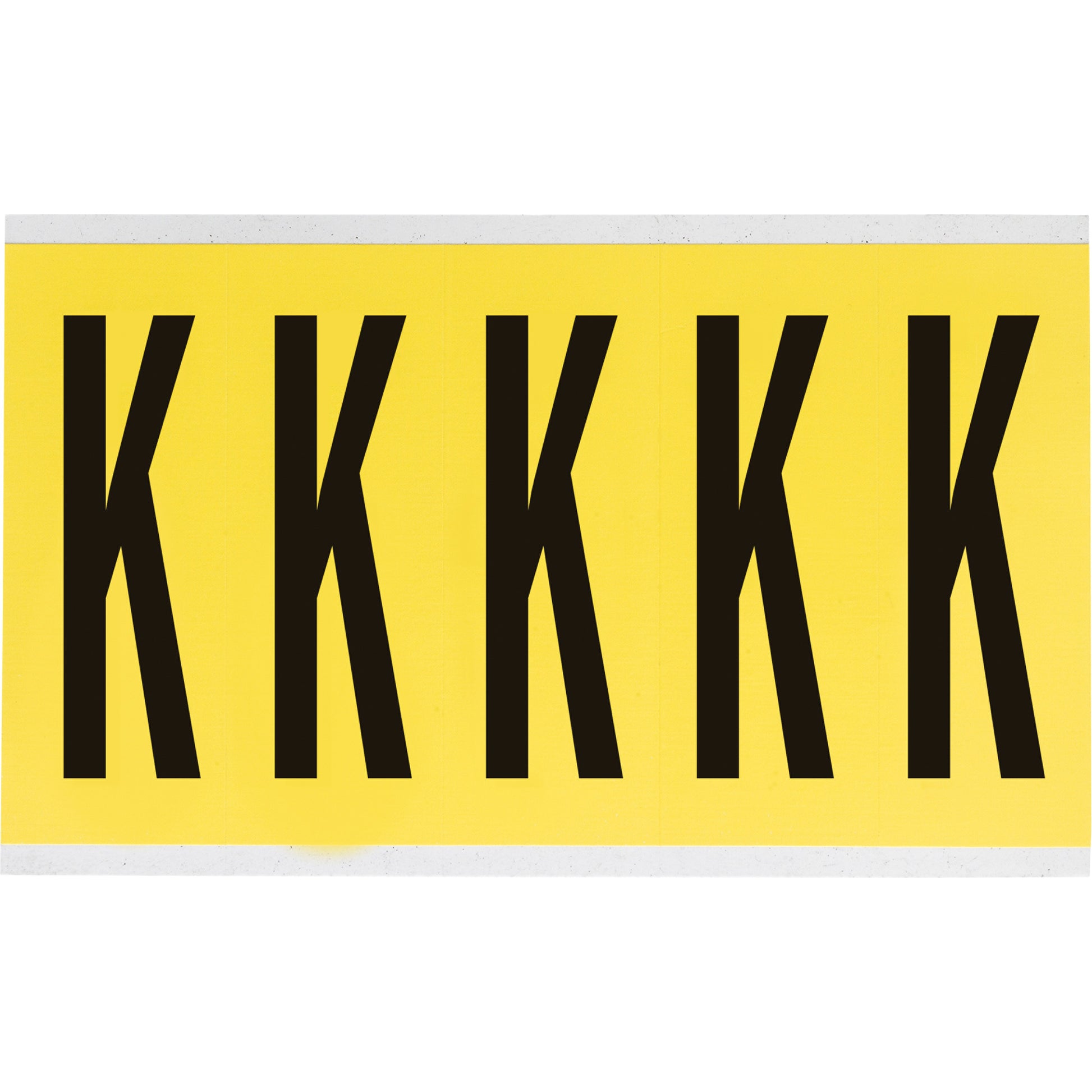 Brady Repositionable Individual Number and Letter Labels, K, 4" H, Black on Yellow