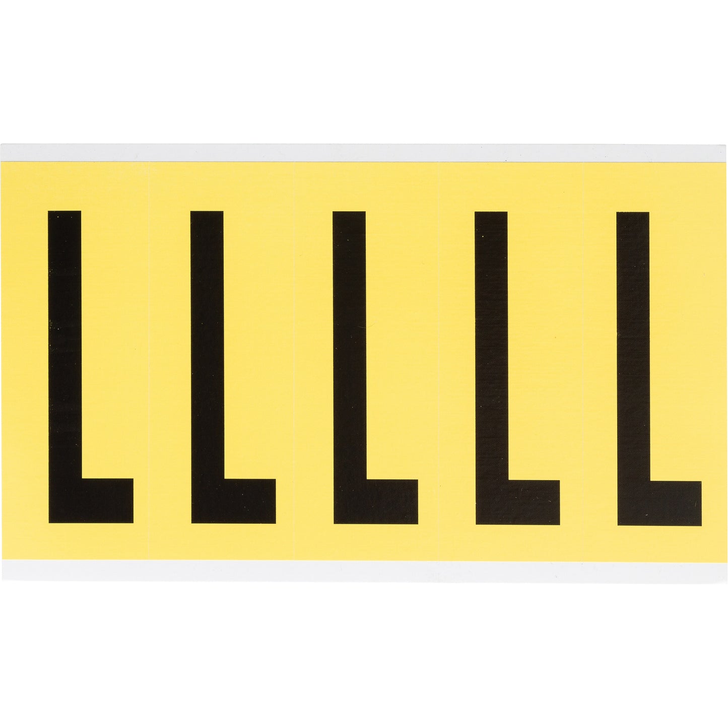 Brady Repositionable Individual Number and Letter Labels, L, 4" H, Black on Yellow