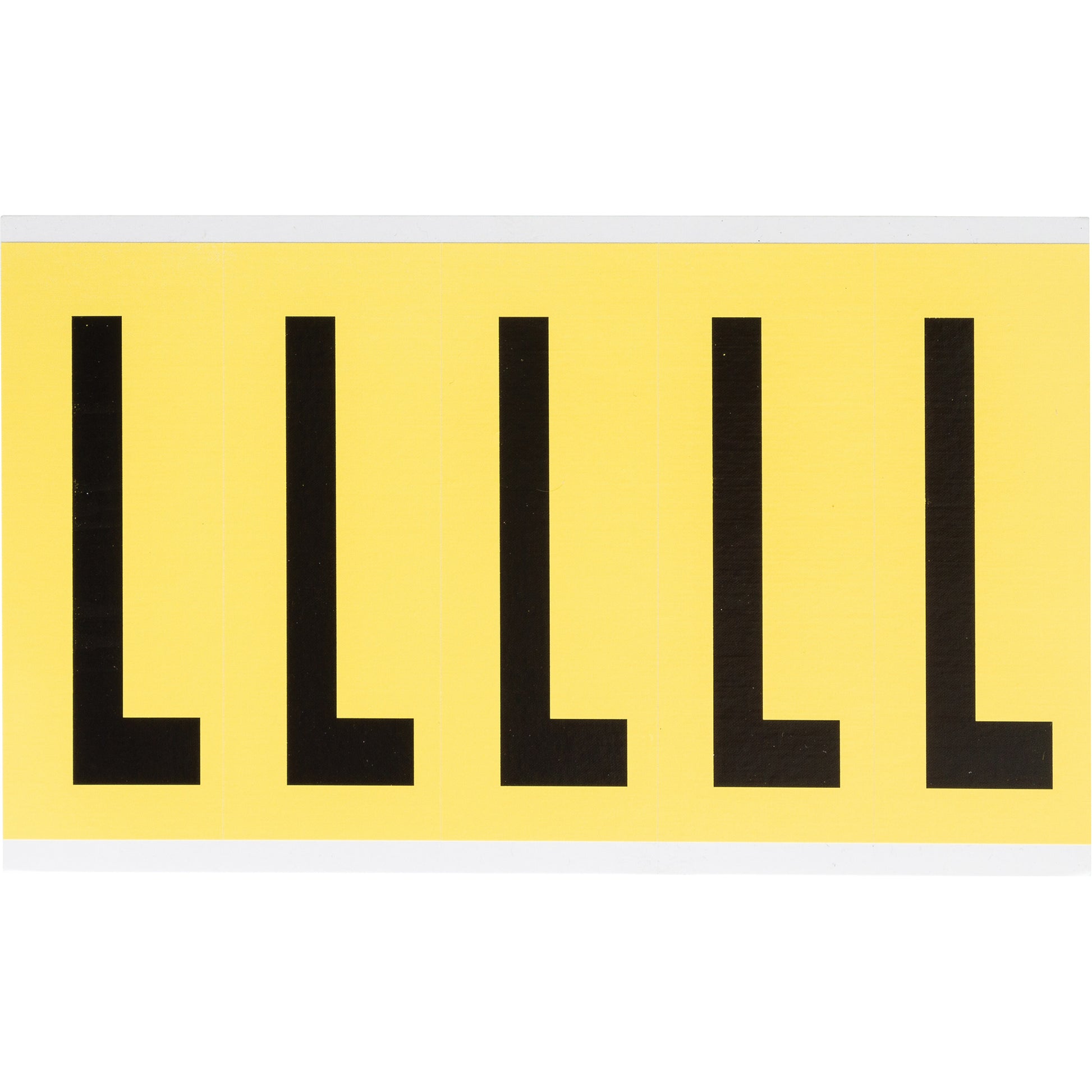 Brady Repositionable Individual Number and Letter Labels, L, 4" H, Black on Yellow