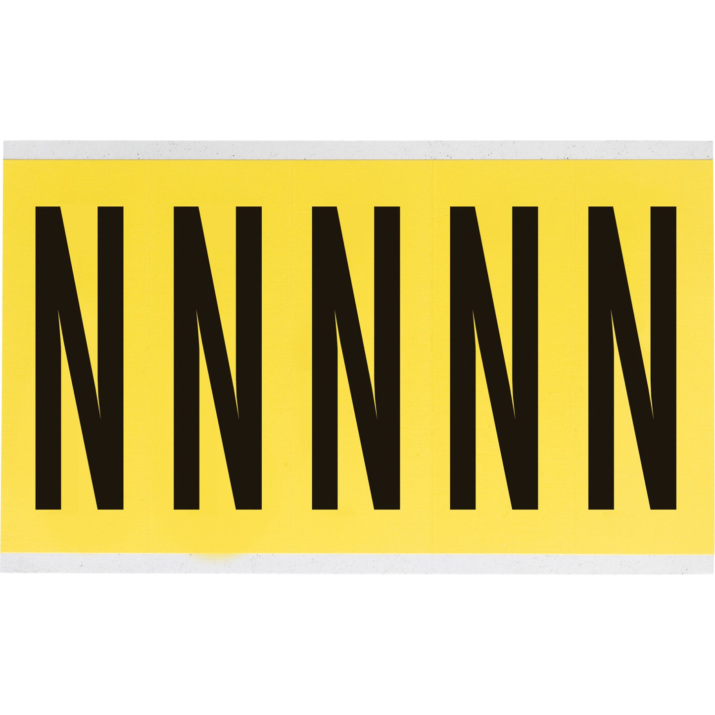 Brady Repositionable Individual Number & Letter Labels, N, 4" H, Black on Yellow