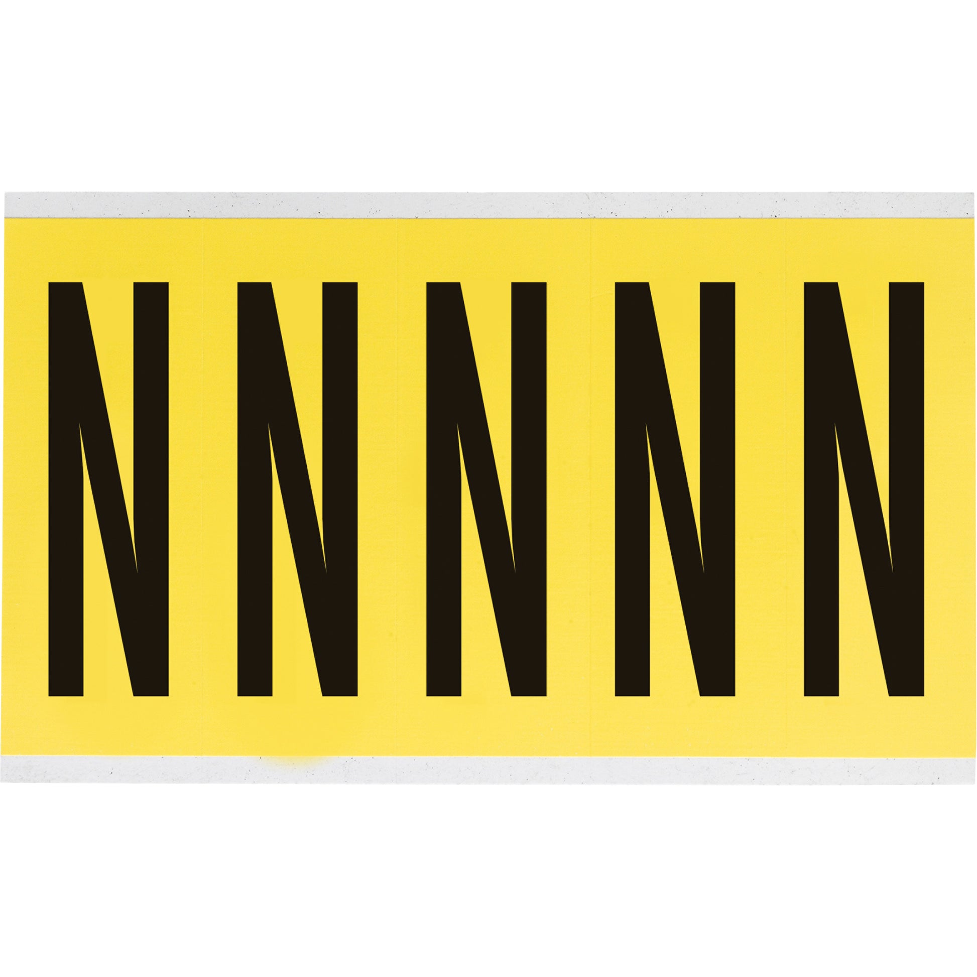 Brady Repositionable Individual Number & Letter Labels, N, 4" H, Black on Yellow