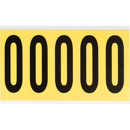 Brady Repositionable Individual Number & Letter Labels, O, 4" H, Black on Yellow