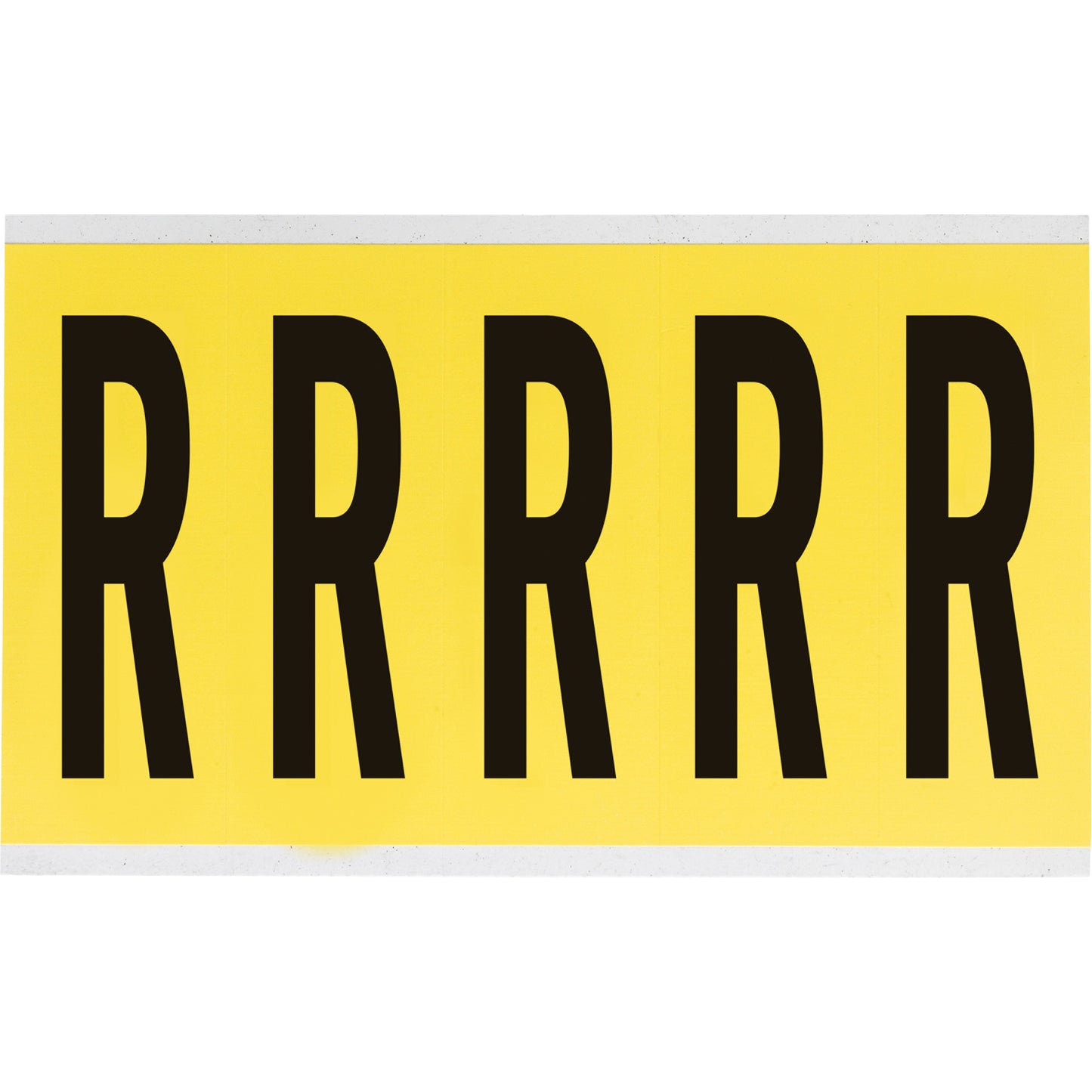 Brady Repositionable Individual Number & Letter Labels, R, 4" H, Black on Yellow