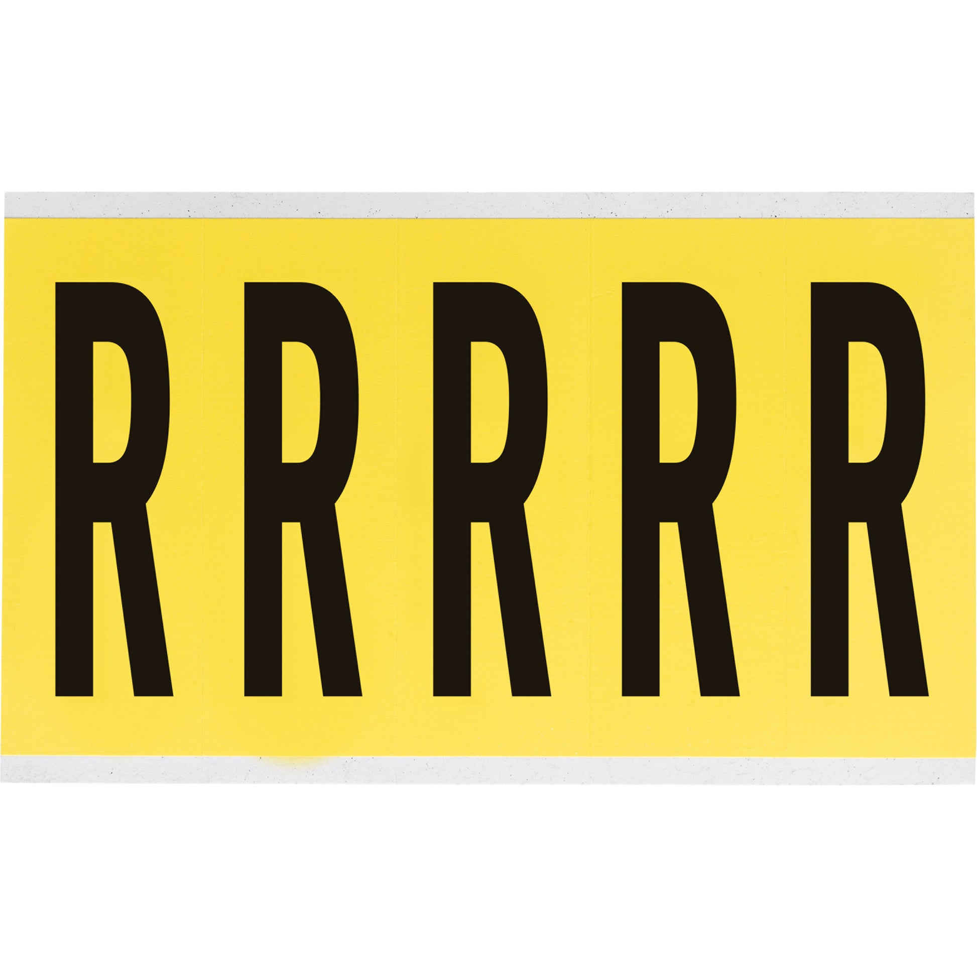 Brady Repositionable Individual Number & Letter Labels, R, 4" H, Black on Yellow