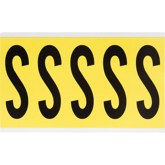 Brady Repositionable Individual Number & Letter Labels, S, 4" H, Black on Yellow