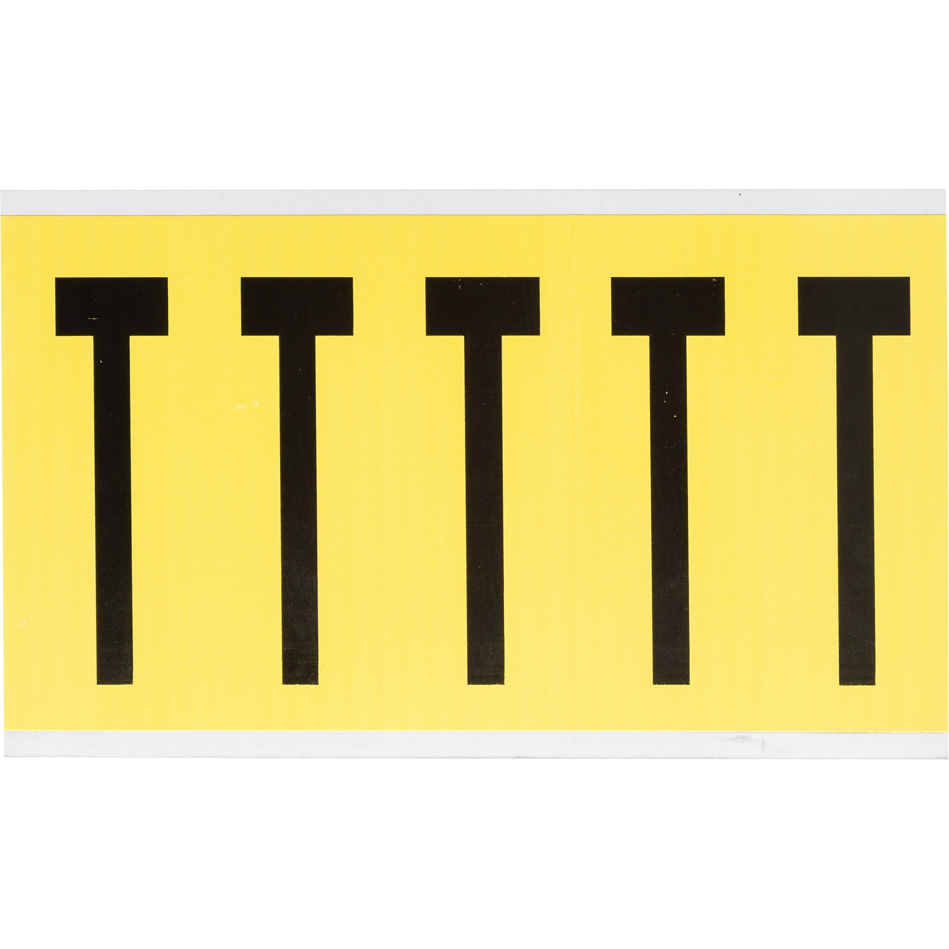 Brady Repositionable Individual Number & Letter Labels, T, 4" H, Black on Yellow