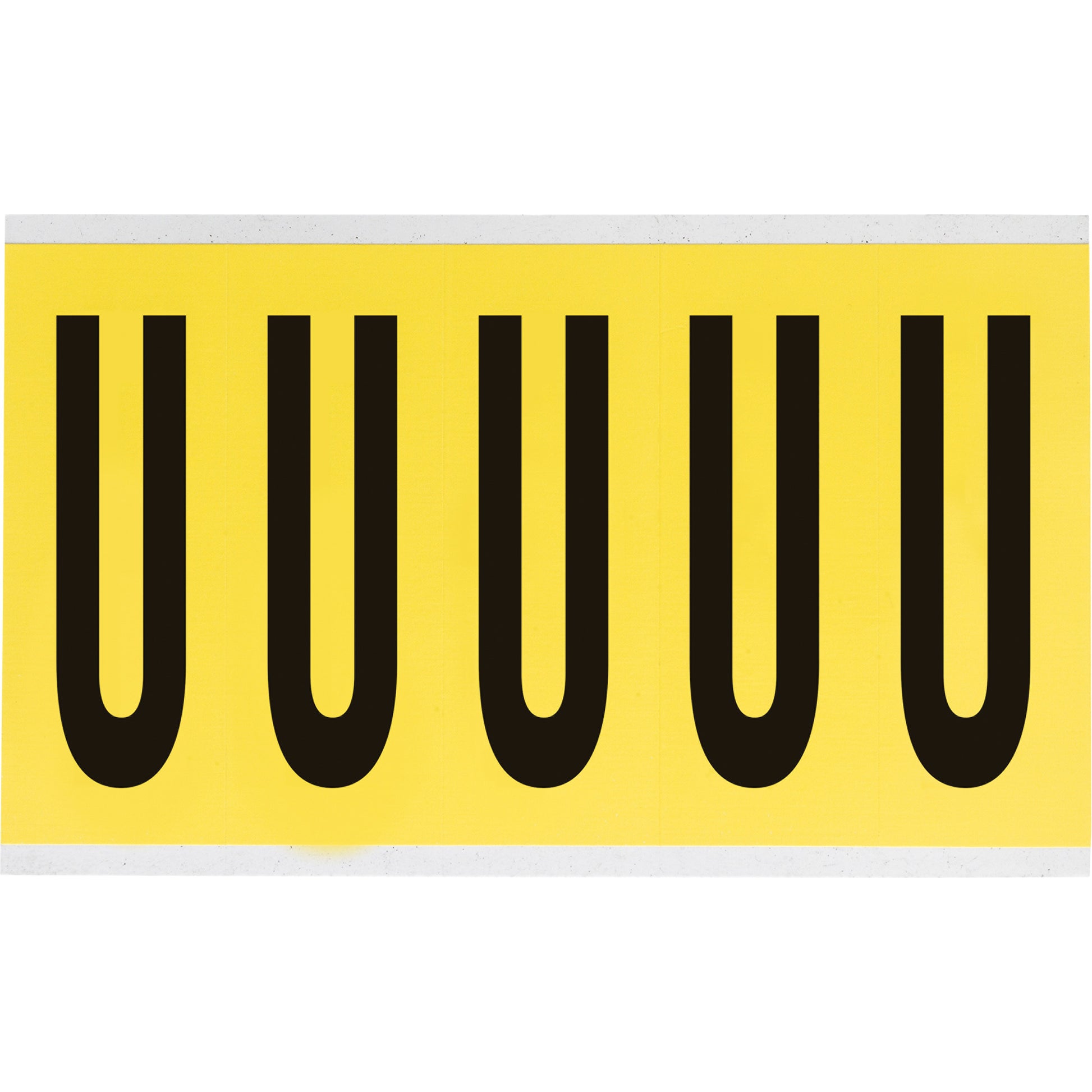 Brady Repositionable Individual Number & Letter Labels, U, 4" H, Black on Yellow