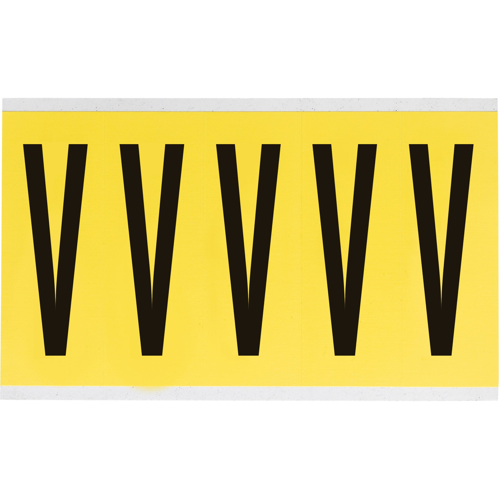 Brady Repositionable Individual Number & Letter Labels, V, 4" H, Black on Yellow
