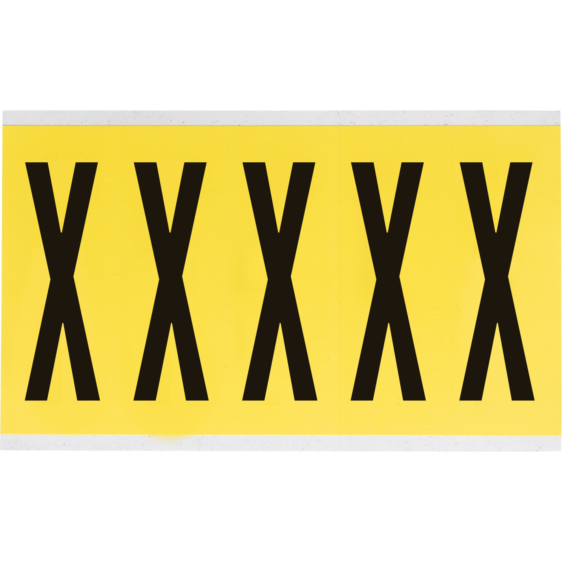 Brady Repositionable Individual Number & Letter Labels, X, 4" H, Black on Yellow