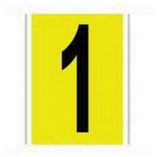 Brady Repositionable Individual Number and Letter Labels, 1, 6" H, Black on Yellow