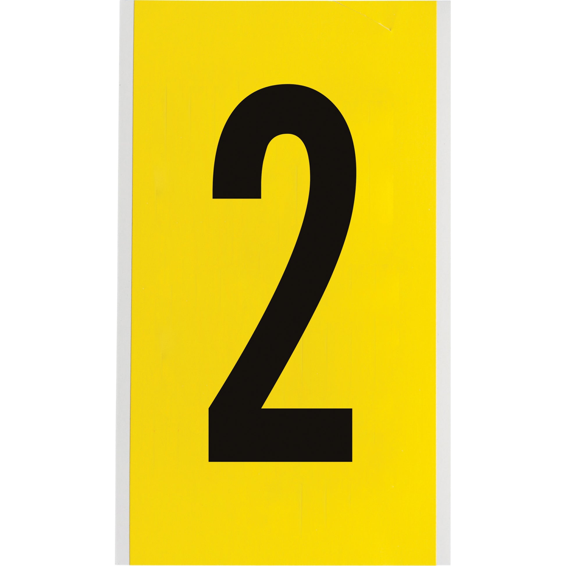 Brady Repositionable Individual Number and Letter Label, 2, 6" H, Black on Yellow