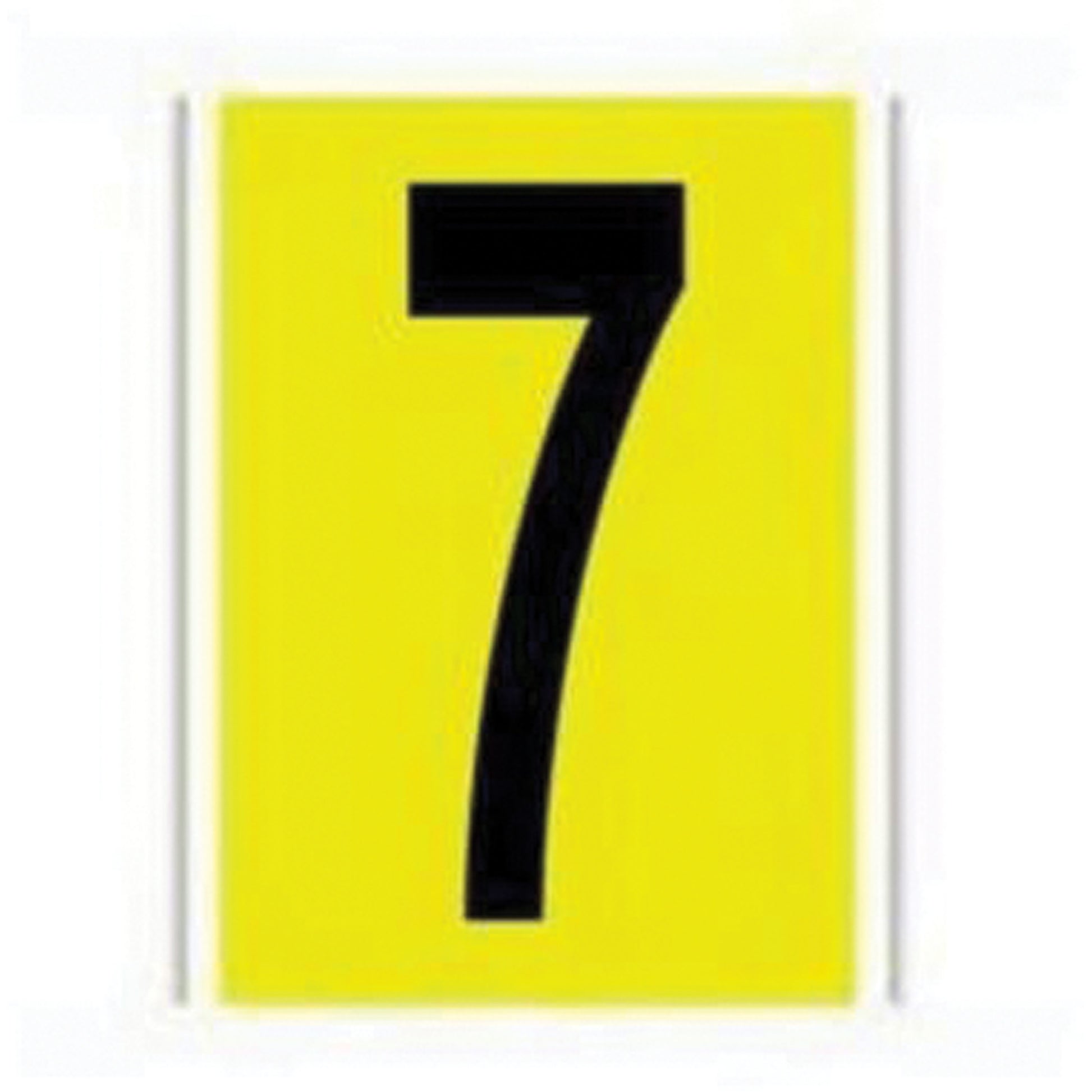 Brady Repositionable Individual Number and Letter Label, 7, 6" H, Black on Yellow