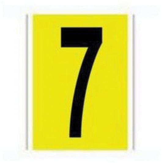 Brady Repositionable Individual Number and Letter Label, 7, 6" H, Black on Yellow