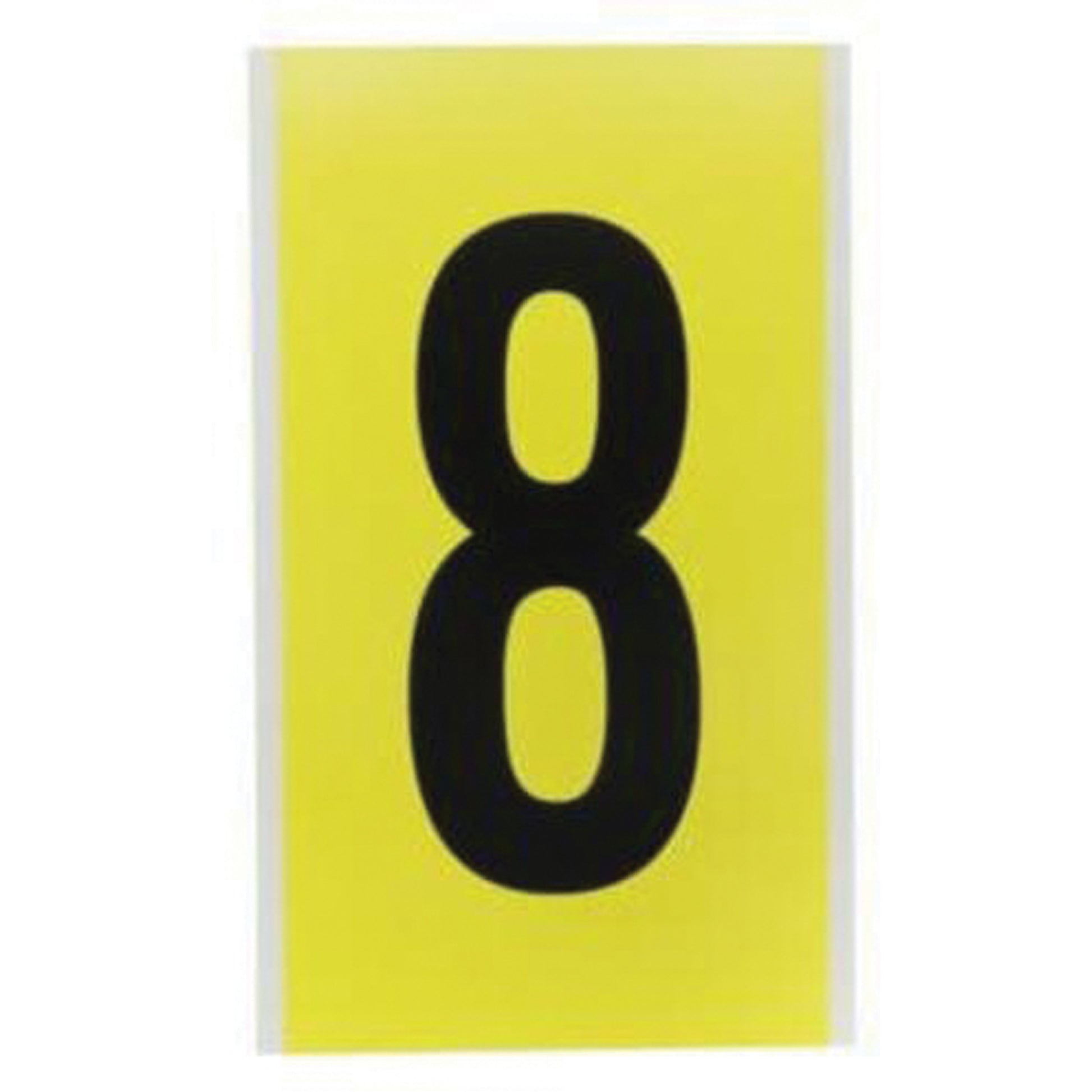 Brady Repositionable Individual Number and Letter Label, 8, 6" H, Black on Yellow