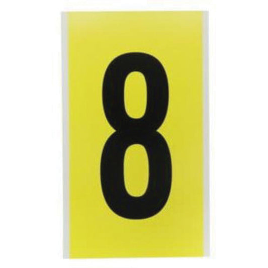 Brady Repositionable Individual Number and Letter Label, 8, 6" H, Black on Yellow
