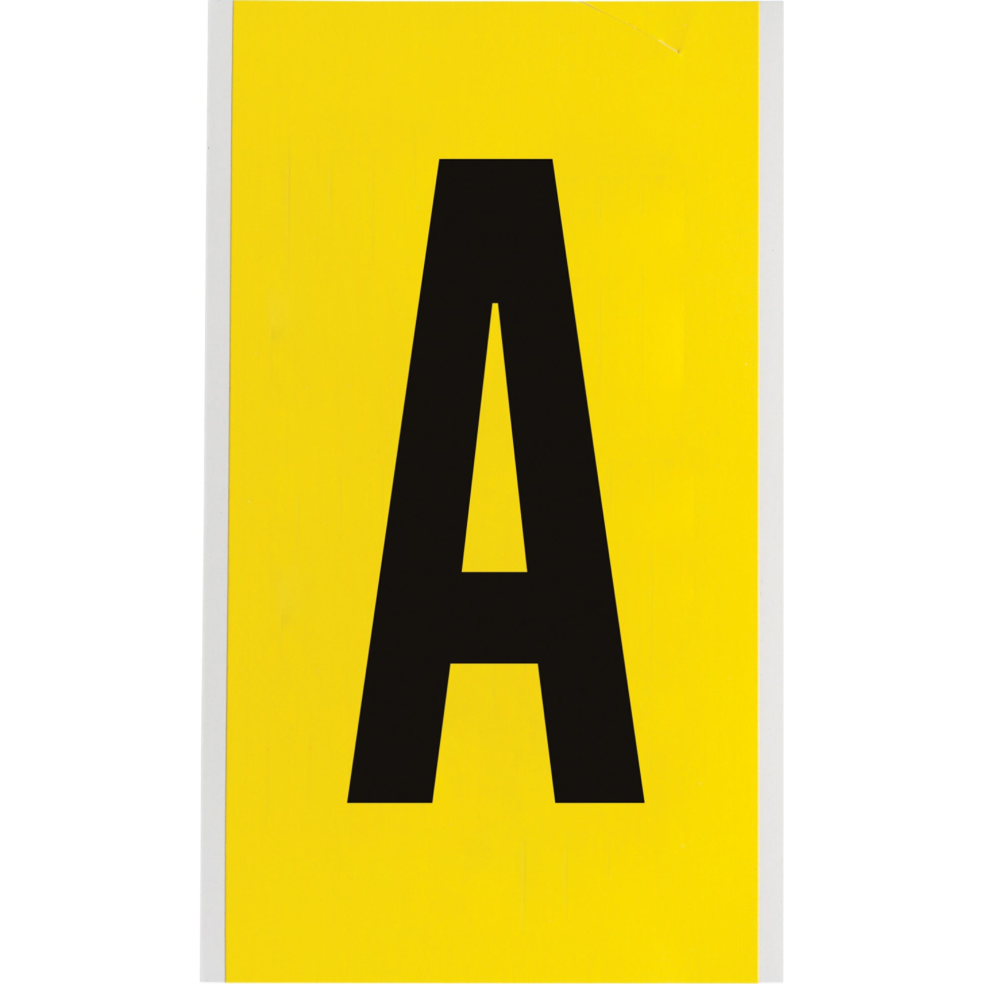 Brady Repositionable Individual Number and Letter Label, A, 6" H, Black on Yellow
