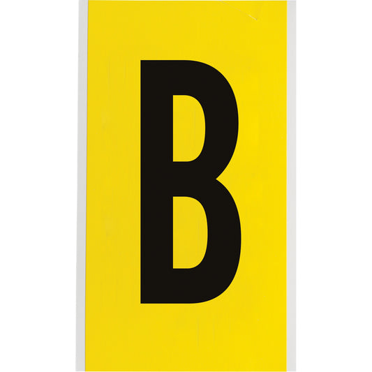 Brady Repositionable Individual Number and Letter Label, B, 6" H, Black on Yellow