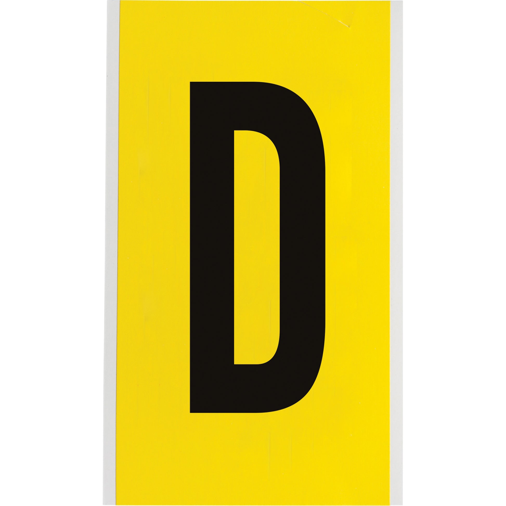 Brady Repositionable Individual Number and Letter Label, D, 6" H, Black on Yellow