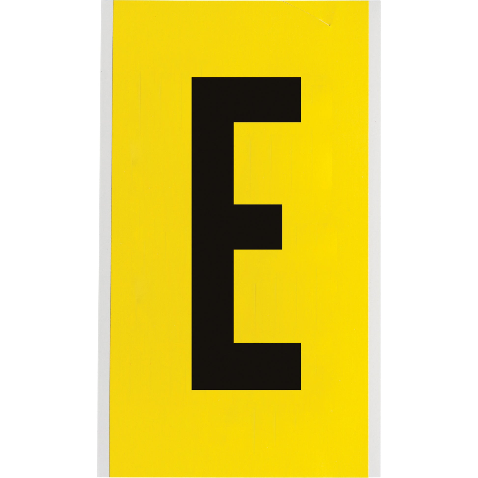 Brady Repositionable Individual Number and Letter Label, E, 6" H, Black on Yellow