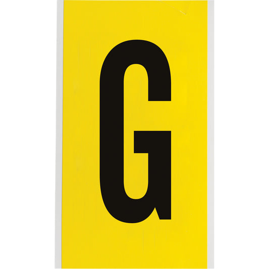 Brady Repositionable Individual Number and Letter Label, G, 6" H, Black on Yellow