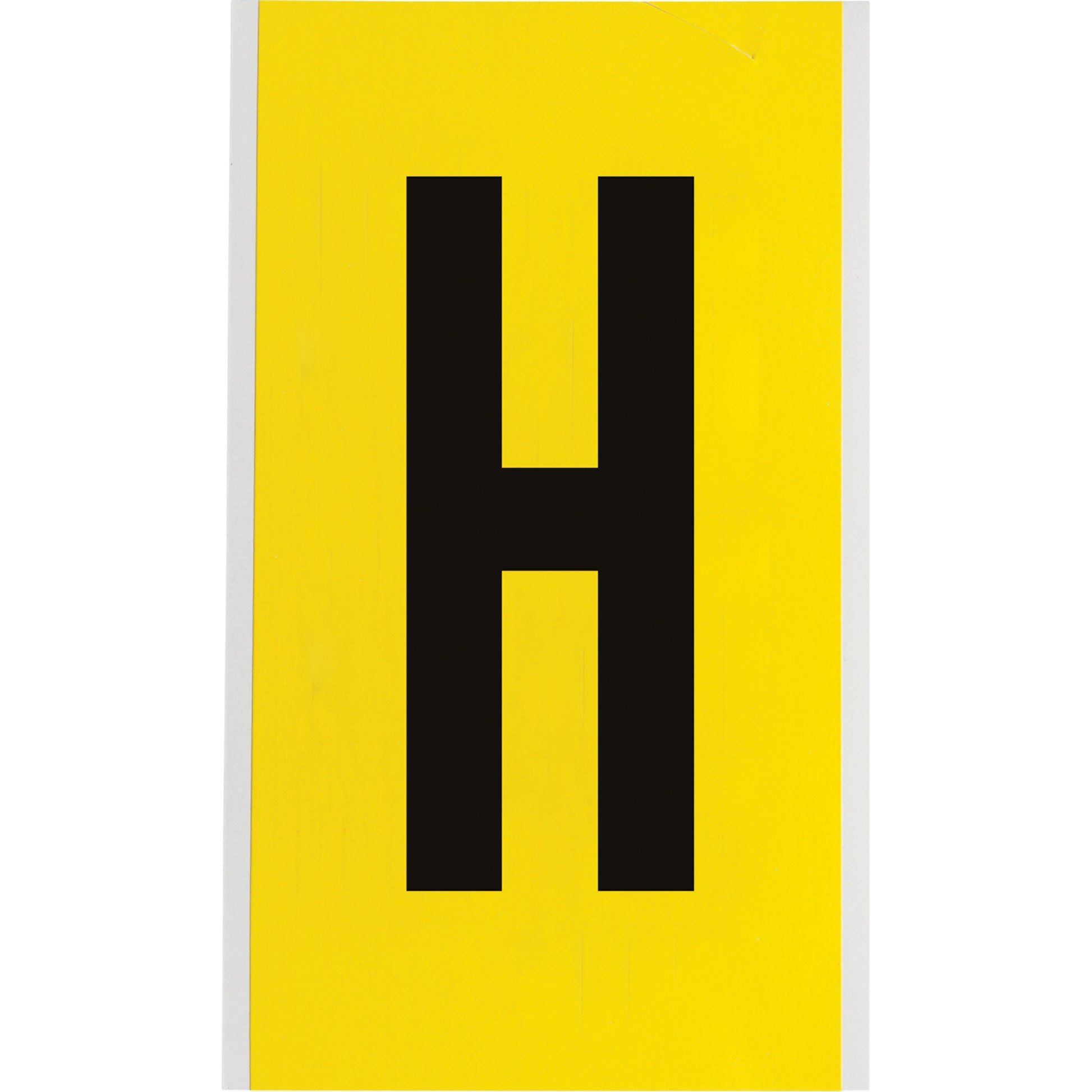 Brady Repositionable Individual Number and Letter Label, H, 6" H, Black on Yellow