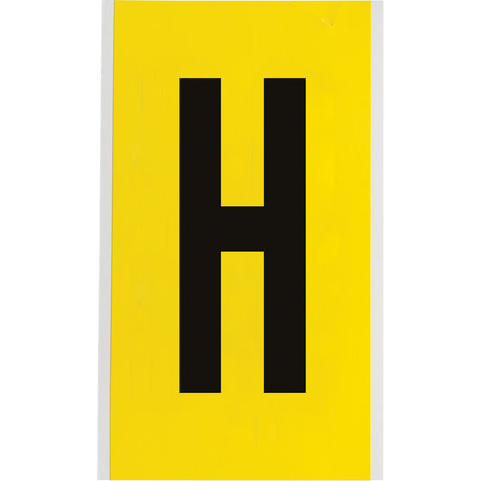 Brady Repositionable Individual Number and Letter Label, H, 6" H, Black on Yellow