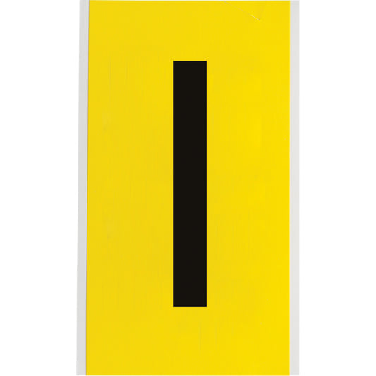 Brady Repositionable Individual Number and Letter Labels, I, 6" H, Black on Yellow