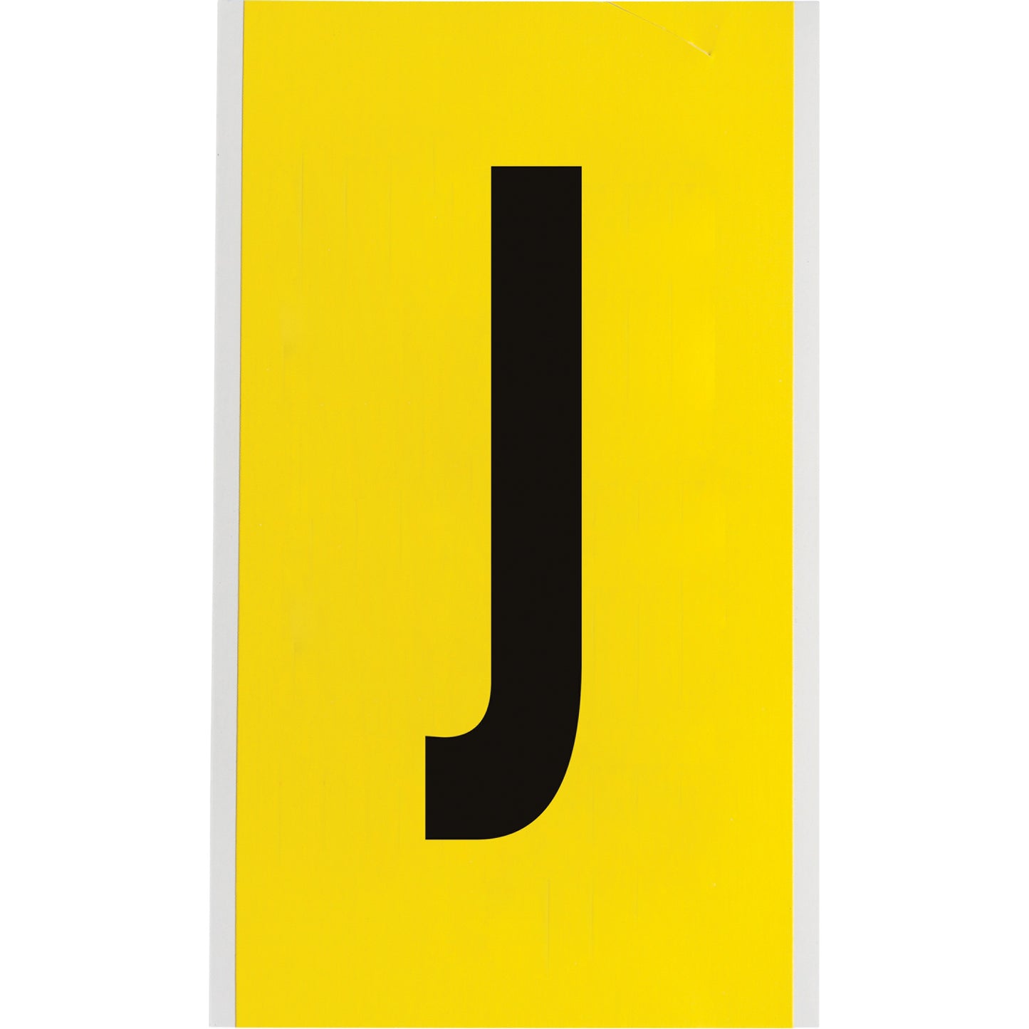 Brady Repositionable Individual Number and Letter Label, J, 6" H, Black on Yellow