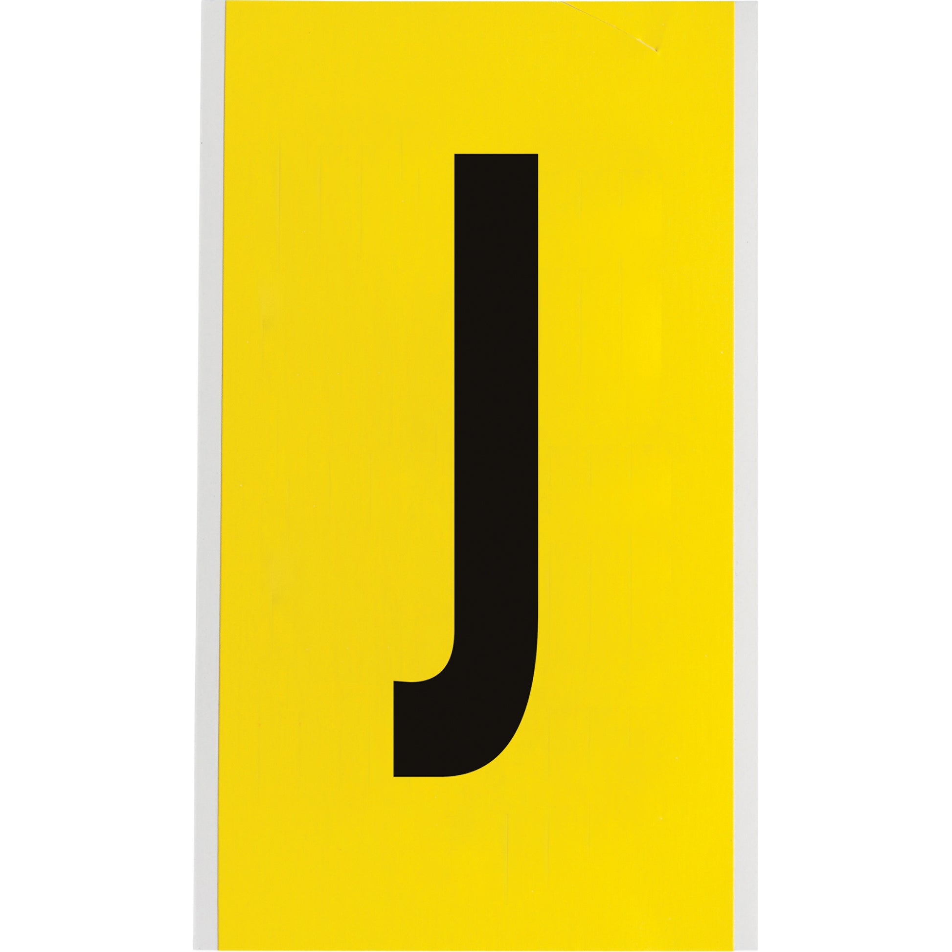 Brady Repositionable Individual Number and Letter Label, J, 6" H, Black on Yellow