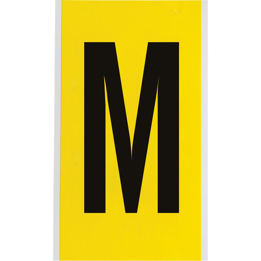 Brady Repositionable Individual Number & Letter Labels, M, 6" H, Black on Yellow