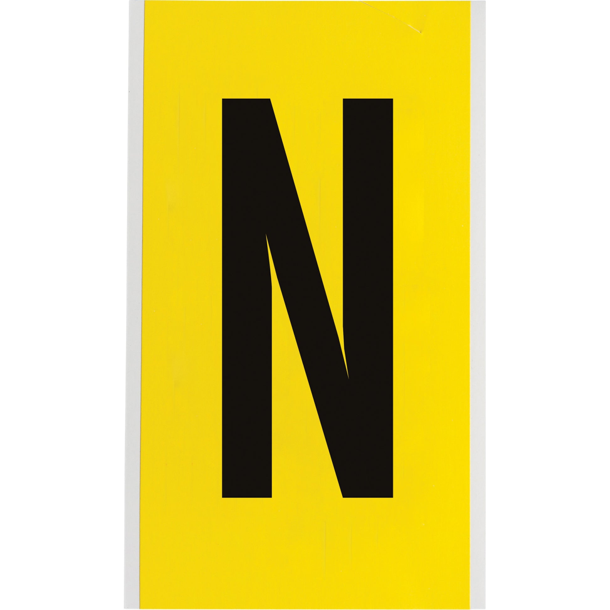 Brady Repositionable Individual Number & Letter Label, N, 6" H, Black on Yellow