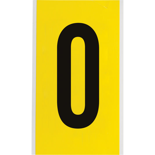 Brady Repositionable Individual Number & Letter Label, O, 6" H, Black on Yellow